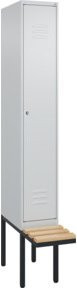 C+P Spind Classic PLUS Garderobenschrank mit Sitzbank, 1 Abteil, Grau, B/T/H: 212,0 x 30,0 x 81,5 cm - Bild 1