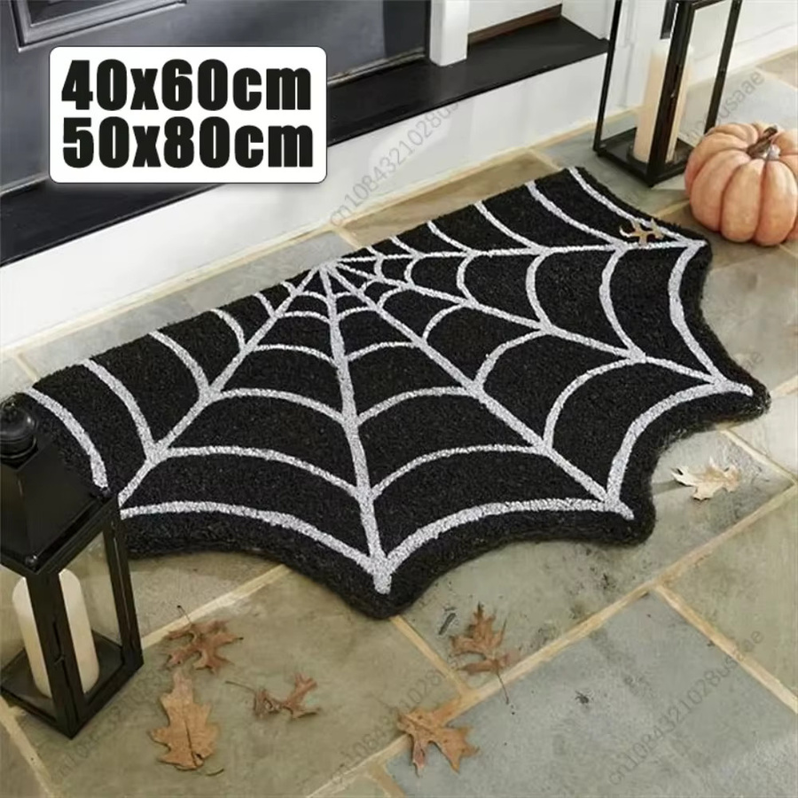 VIKAMA Halloween Badezimmerteppich mit Spinnennetz-Design, Anti-Rutsch, Schwarz, B/T: 60 x 40 cm - Bild 2