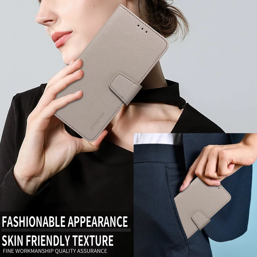 Magnetische Kunstleder Brieftaschen-Schutzhülle für Samsung Galaxy A56 A55 A36 A26 A16 A06 A05 A54 A53 A52 in Grau mit Standfunktion - Bild 4