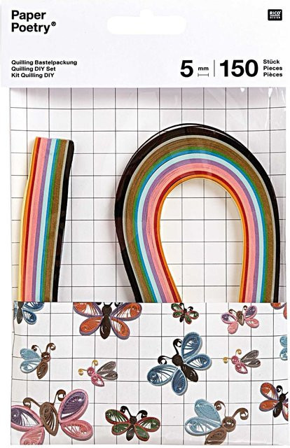Rico Design Paper Poetry Quilling Bastelset Schmetterlinge bunt 150-teiliges Set - Bild 1