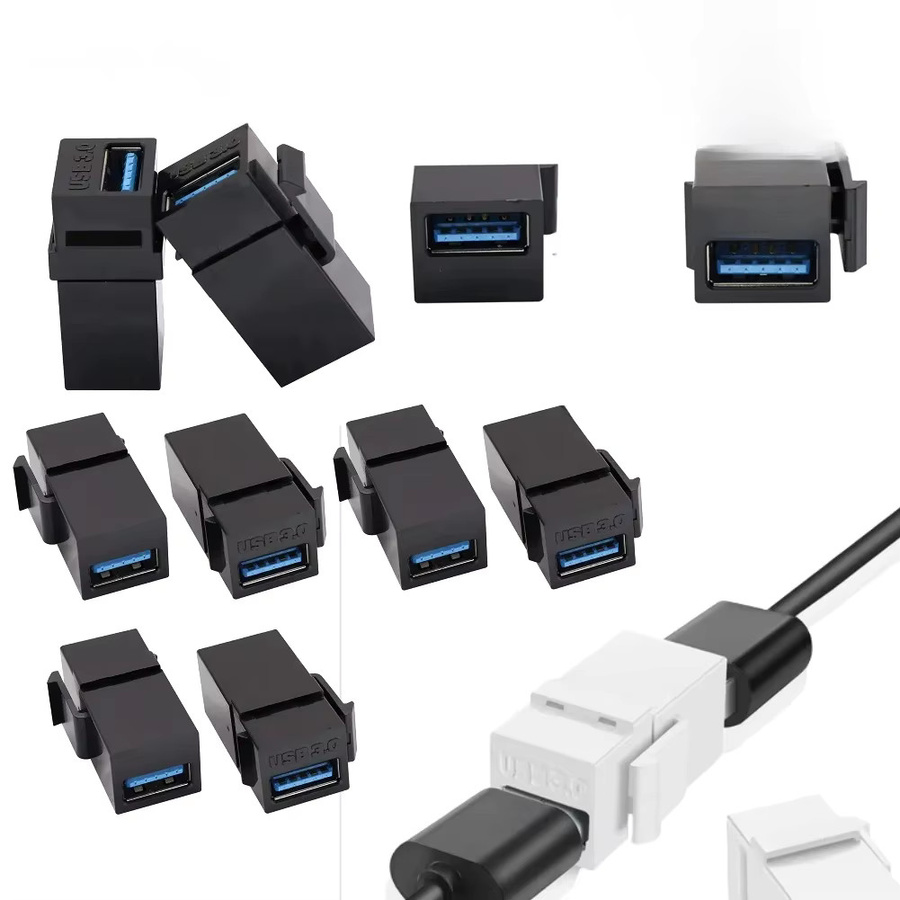 USB 3.0 Keystone-Buchse auf Buchse Adapter Set in Schwarz - Bild 5