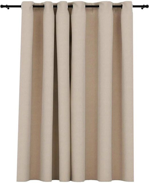 vidaXL Verdunkelungsvorhang mit Ösen in Leinenoptik, Beige, B: 290 cm, H: 245 cm - Bild 1