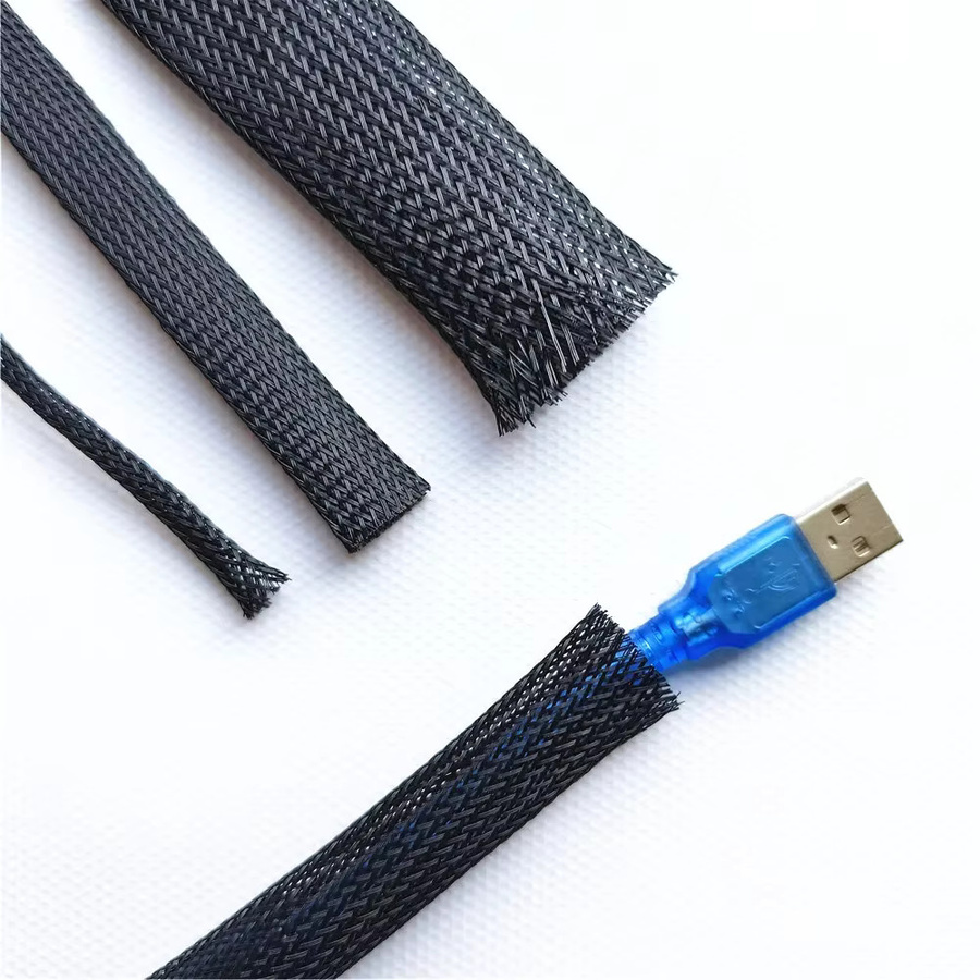 Flexibler Kabel-Schutz aus geflochtenem Drahtgitter für TV, Audio und PC, 3 m, Schwarz - Bild 3
