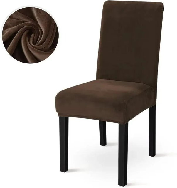 Yiran Furniture Stuhlbezug aus weichem Samt in Jacquard-Optik, einfarbig und elastisch für Esszimmerstühle - Bild 1