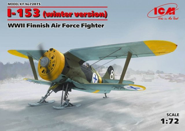 ICM I-153, WWII Finnish Air Force Fighter winter version, Modellfahrzeug, 1:72 - Bild 1
