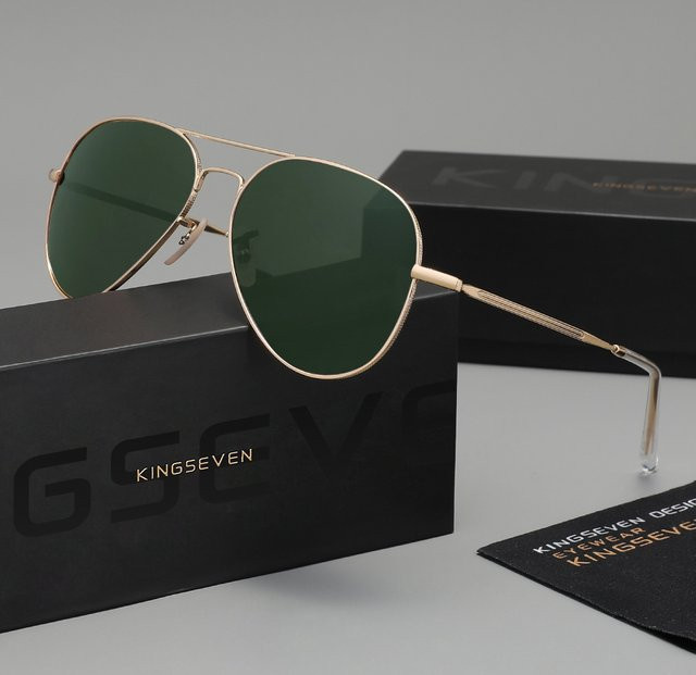 KINGSEVEN Sonnenbrille Aviator, Metall, Gold, Unisex, Vollrand, polarisiert - Bild 1