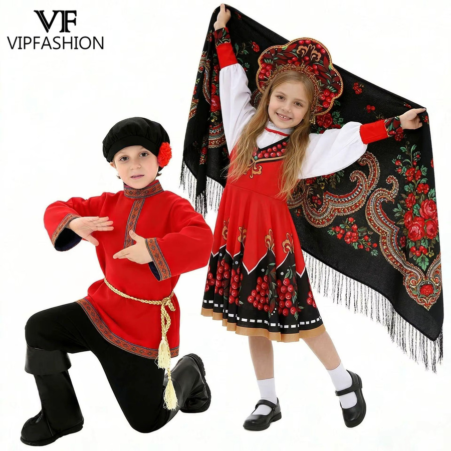 NADANBAO Russisches Volkskostüm, ethnisches Outfit, Plüsch / Textil - Bild 3