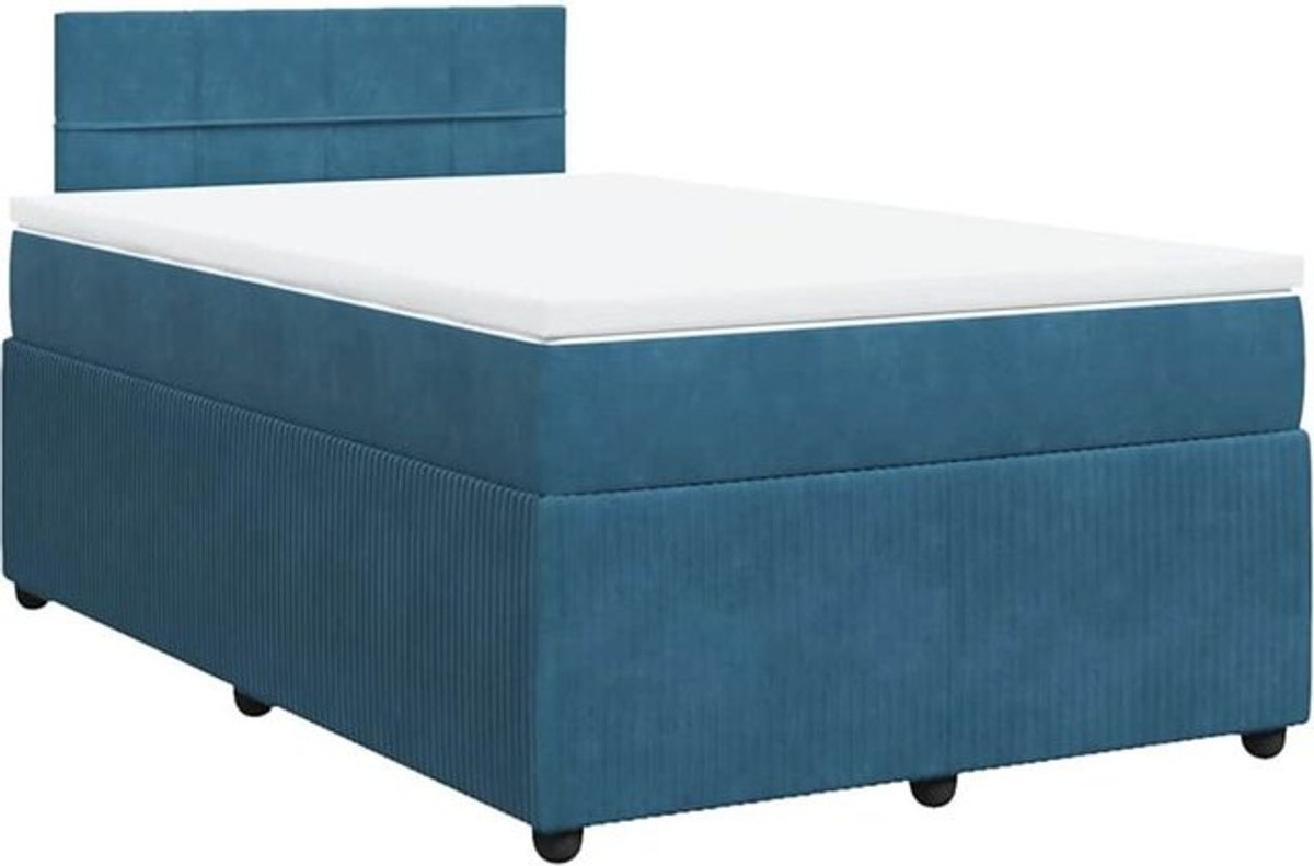 vidaxl Boxspringbett mit Matratze aus Samt in Blau, B/T/H: 190 x 120 x 100,5 cm - Bild 1