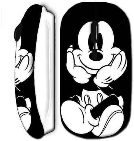 Kabellose Maus von MANIACASE im Disney Mickey Design, Schwarz und Weiß, kompatibel mit Mac und PC via USB und Wi-Fi - Bild 1