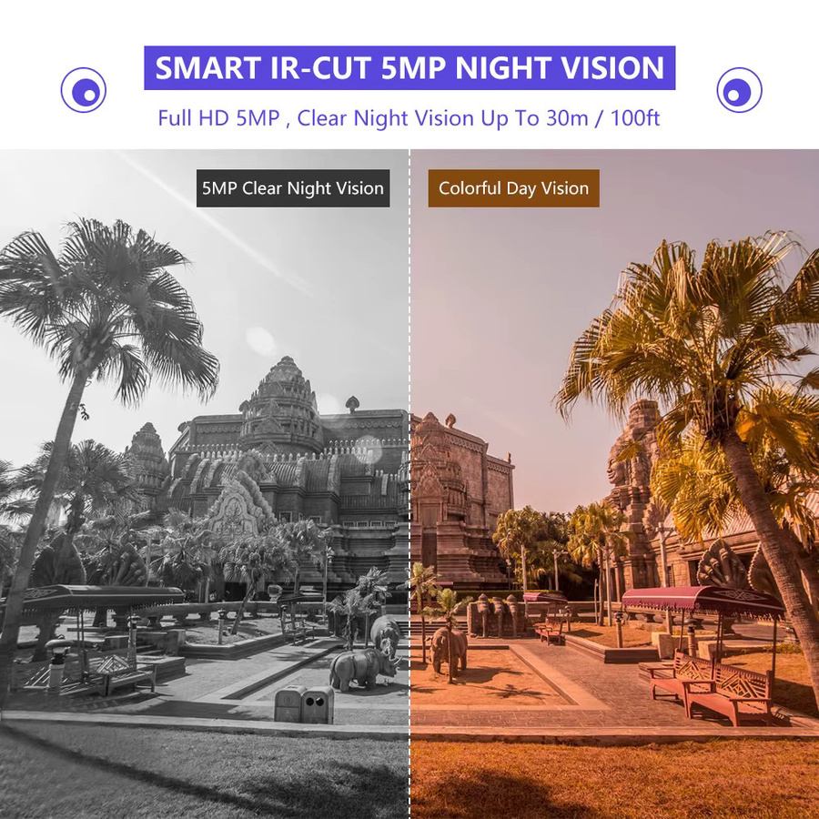 Hiseeu 8CH PoE Sicherheitsüberwachungskamera-System mit 5MP/3MP IP-Kameras, Wasserdicht, Audio, Weiß - Bild 3