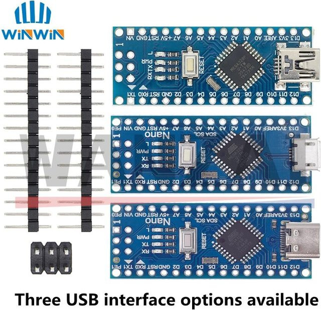 Bolantedz Nano 3.0 Mini Controller mit USB-C und Micro USB, ATmega328P/168P, 16 MHz, Blau - Bild 1