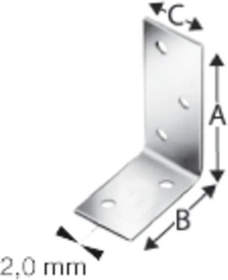 Simpson Winkelverbinder ANPS aus feuerverzinktem Stahl in Silber, Maße: 40 x 60 x 2 x 25 mm - Bild 1