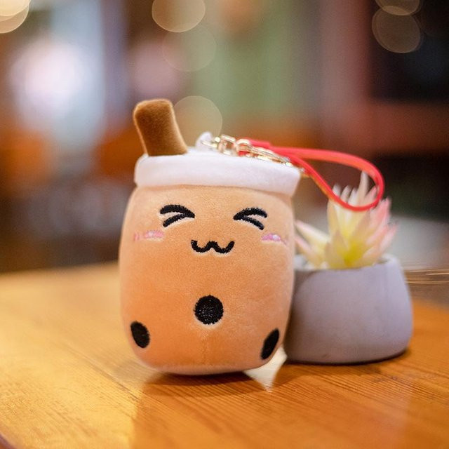 Yiran Health & Beauty Boba Frucht Bubble Tea Rucksack Anhänger Plüschtier, 10cm - Bild 1