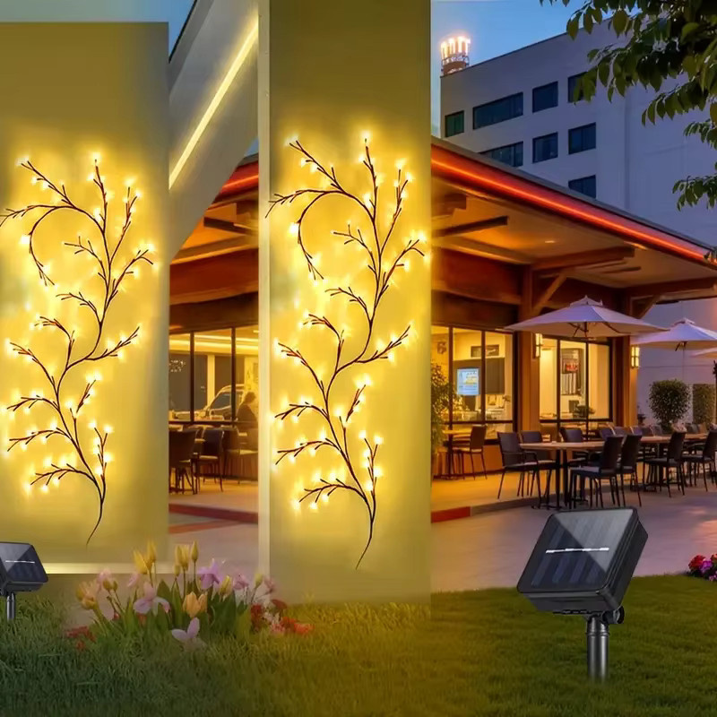 OSIDEN Solar LED Weidenreben Lichterkette mit 96 LEDs in Warmweiß, Wasserdichte Fairy Lights für Garten und Balkon - Bild 5