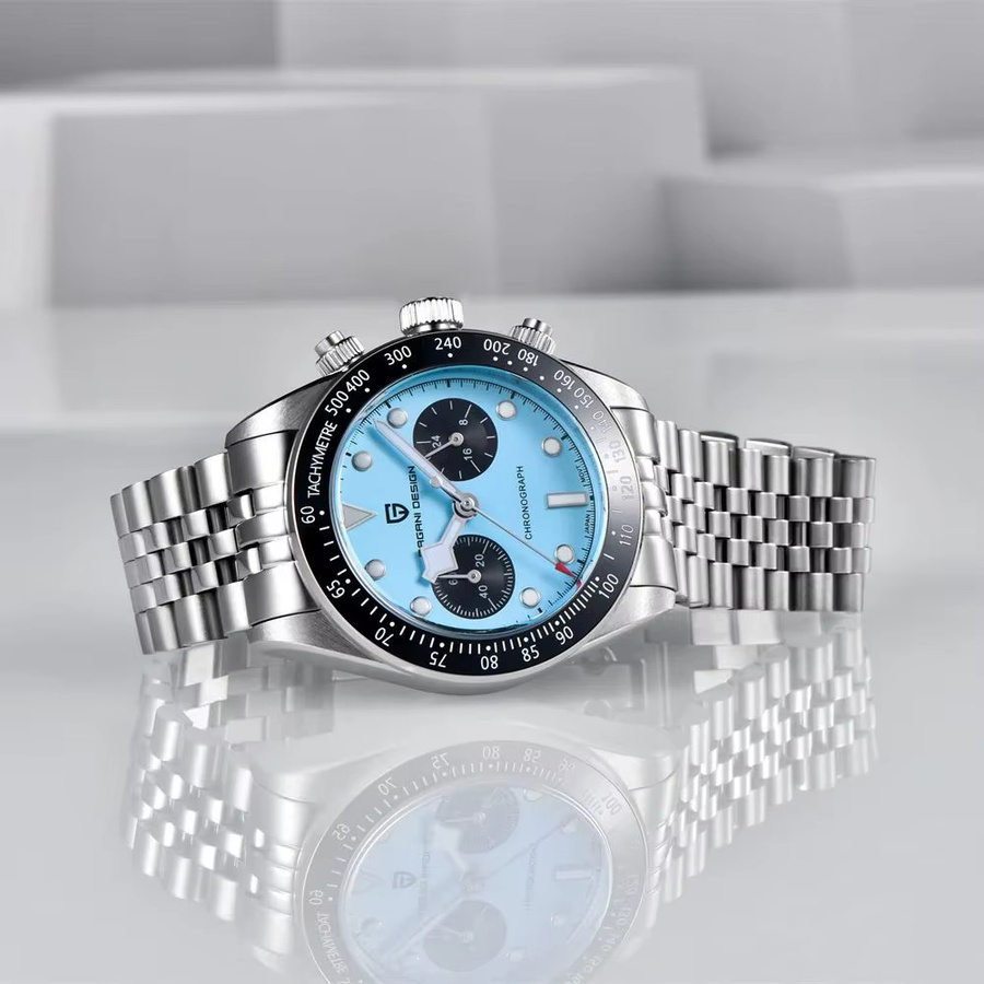 Pagani Design Chronograph, Quarz, Edelstahl, Saphirglas, Blau, Herren - Bild 3