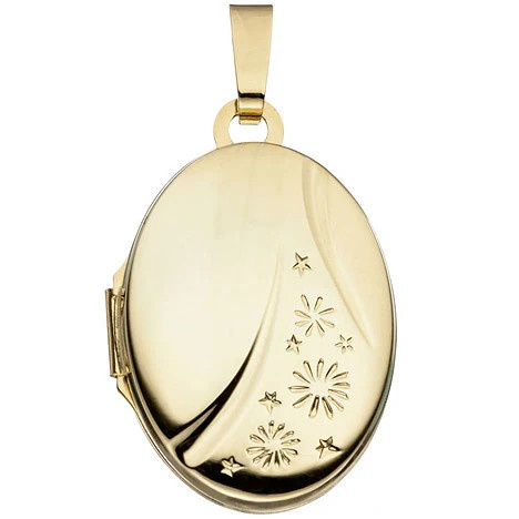 Colfem Medaillon Anhänger, oval, 585 Gelbgold, zum Öffnen - Bild 1