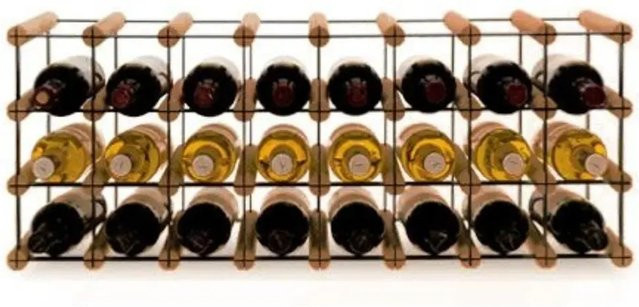 PROREGAL Modulares Weinregal Vinotega Mod aus massivem Kiefernholz, Braun geölt, H x B x T: 32,5 x 82,5 x 24,5 cm - Bild 1