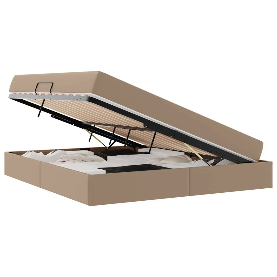 vidaXL Aufbewahrungsbett mit Matratze in Beige, 2-teiliges Hybridbett aus Kunstleder und Metall, B/T/H: 200 x 180 x 43,5 cm - Bild 2