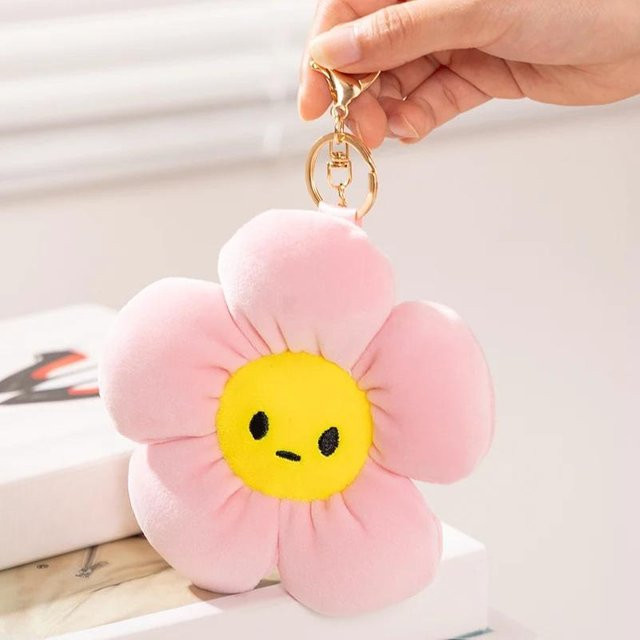 BC Pet Supplies Schlüsselanhänger Sonnenblumen Plüsch, rosa, 13cm - Bild 1