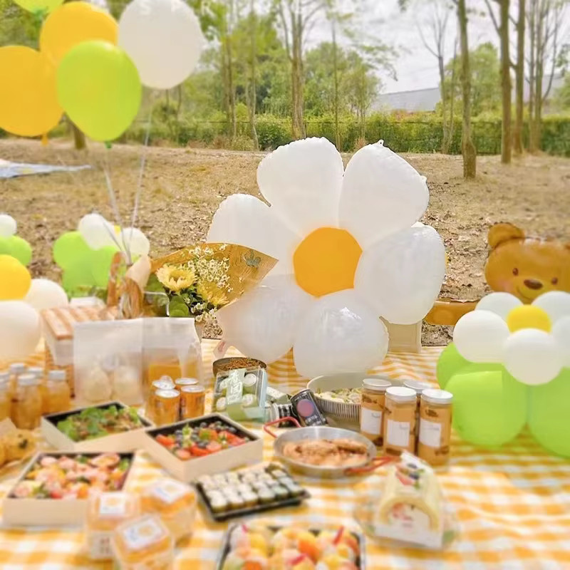 DAWN Gänseblümchen-Folienballons in Weiß, Rosa, Lila und Gelb für Hochzeiten, Geburtstage und Partydekorationen - Bild 2