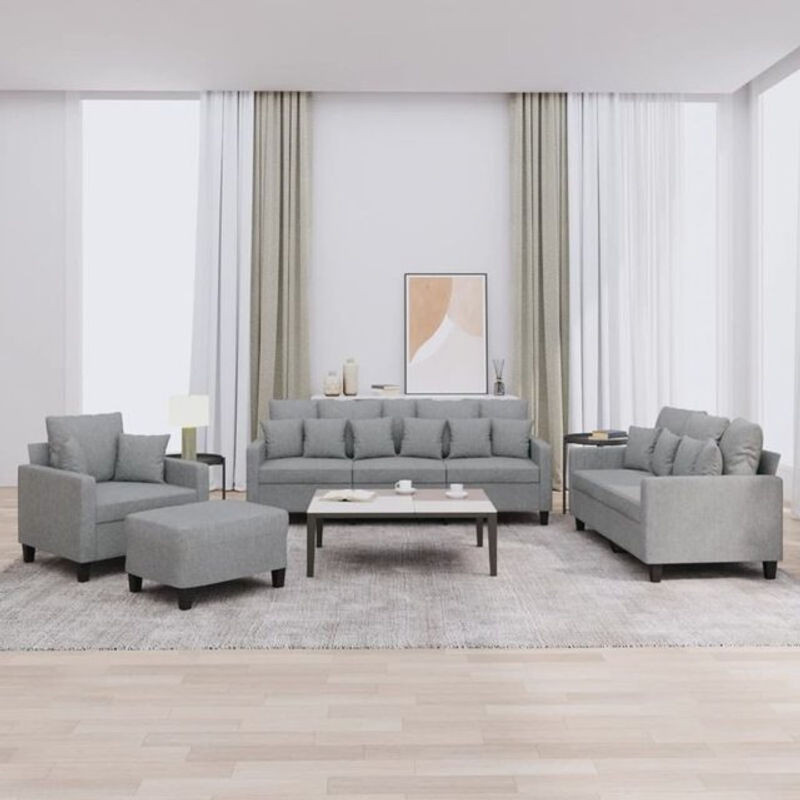 Vidaxl 4-tlg. Sofagarnitur Modern in Grau mit Kissen aus Stoff - Bild 1