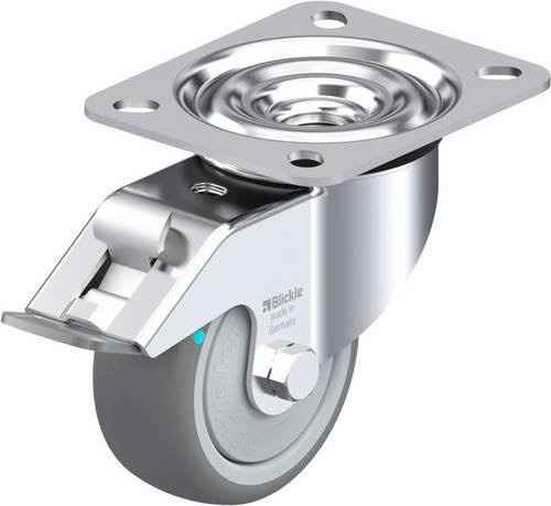 Blickle Lenkrolle LE-TPA 80KFD-FI mit Feststeller, Rad-Durchmesser: 80 mm, Tragfähigkeit: 100 kg, Farbe: Grau/Silber - Bild 1