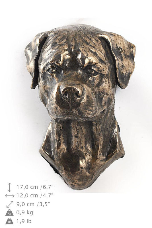 Art-Dog Rottweiler Hängende Büste Dekoration aus Kunstharz und Metall in Braun - Bild 3
