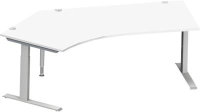 Schäfer Shop Genius Winkelschreibtisch MODENA FLEX 135 Grad mit C-Fuß-Rechteckrohr, Ansatz links, Farbe: weiß, Breite: 216,5 cm - Bild 1