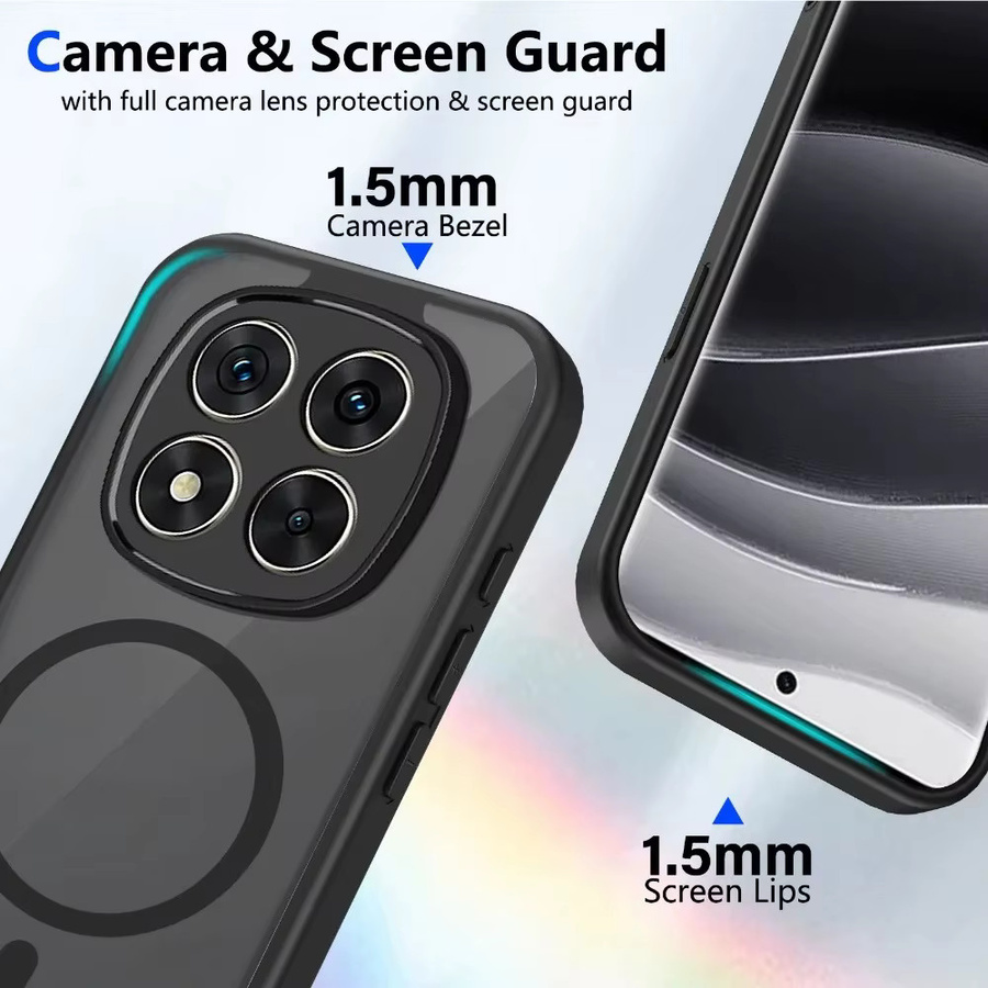 Stoßfeste magnetische Handyhülle für Xiaomi Redmi Turbo 5 Max und Redmi Note 15 Pro Plus Pro+ in Matt Schwarz mit Unterstützung für kabelloses Laden - Bild 2