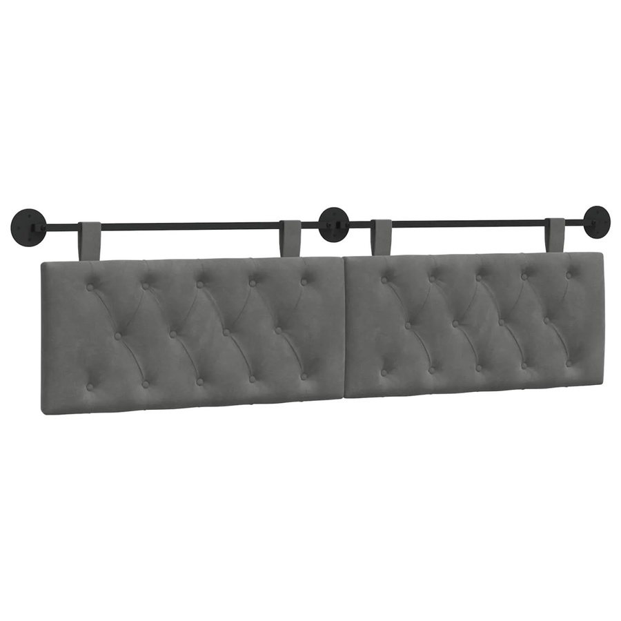 vidaXL Wandmontiertes Polsterpaneel aus Samt in Dunkelgrau B/H/T: 190 x 55 x 7 cm - Bild 2