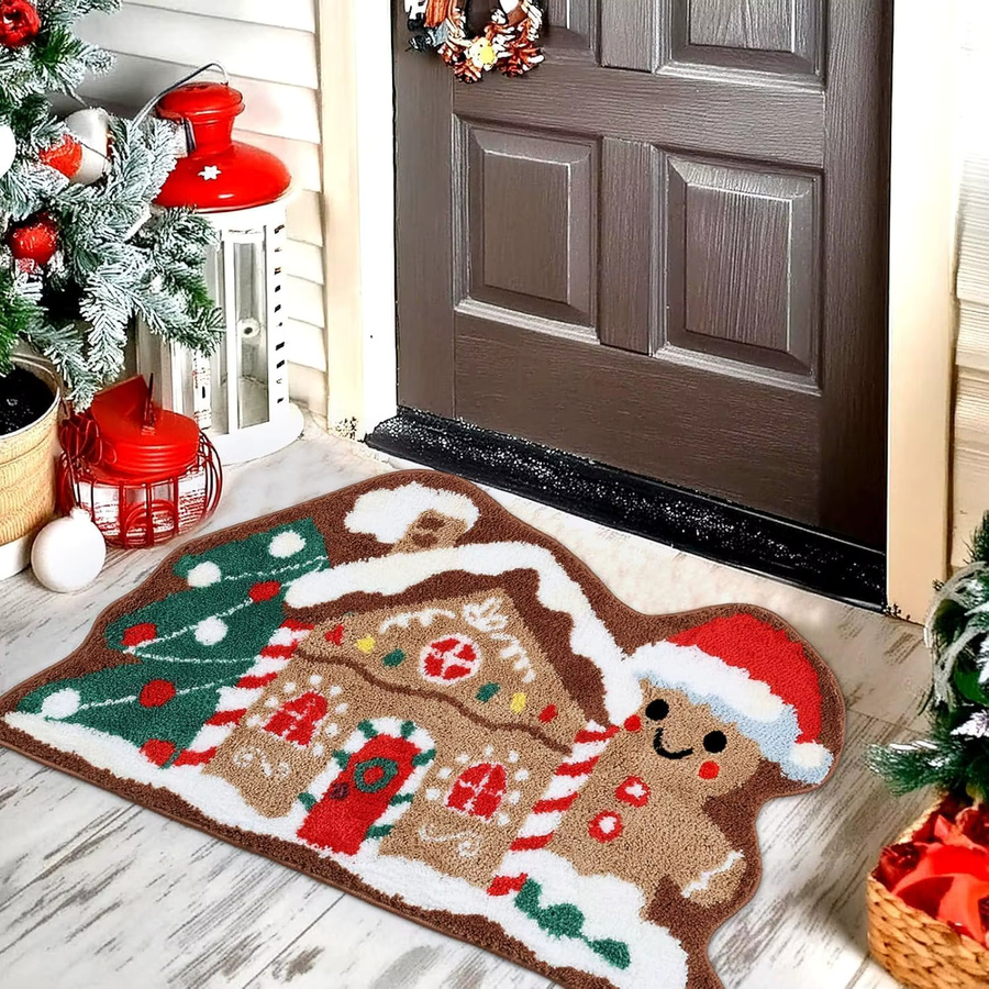 VIKAMA Weihnachten Willkommen Fußmatte, rutschfeste und saugfähige Bodenmatte für Haustür, Wohnzimmer oder Schlafzimmer, Multicolor - Bild 2