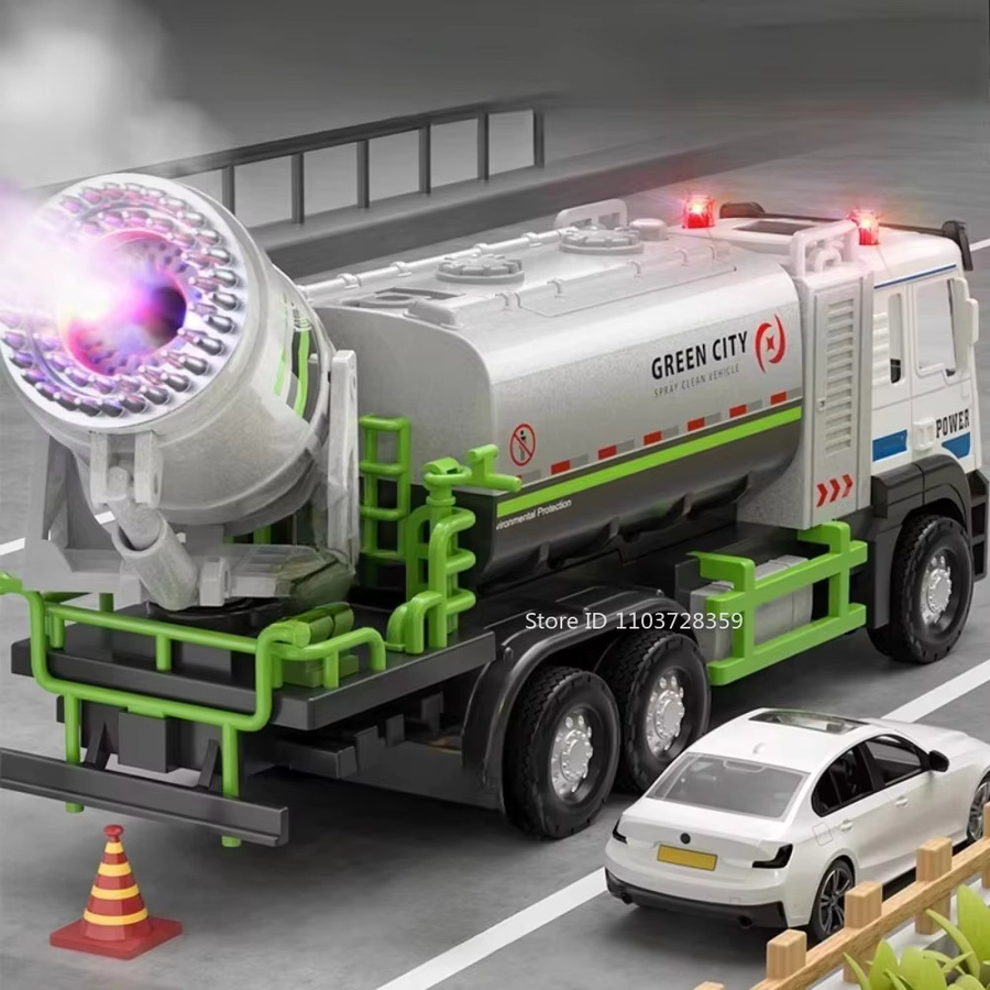 MAKEDA Sprühfahrzeug Müllwagen, 1:32, Metall, mit Licht und Sound, Zurückziehen - Bild 5