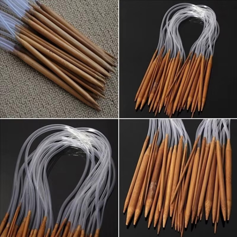 Bambus Rundnadeln Set für Ringstricken und Doppelspitzen mit 18 Stück in Braun, Durchmesser 2,25 mm bis 10 mm, Längen: 40 cm, 60 cm und 80 cm - Bild 3