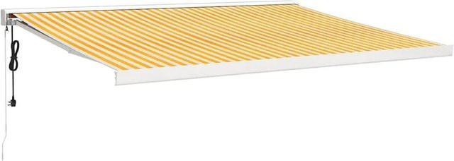 vidaXL Elektrische Markise mit Motor, Gelb-weiß gestreift, B: 4,5 m, A: 3,0 m, Material: Polyester und Aluminium - Bild 1
