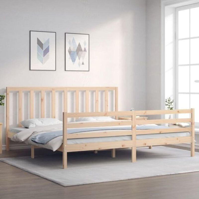 Massivholzbett Vidaxl aus Kiefer in Braun im Landhaus- und Skandinavischen Stil, B/T: 200 x 200 cm - Bild 1