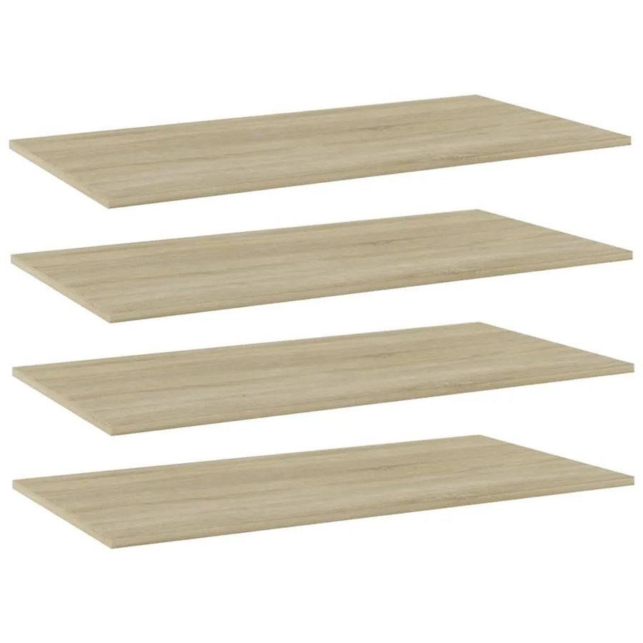 vidaXL Bücherregal-Bretter Set aus Holzwerkstoff, 4 Stück, Sonoma-Eiche, B: 80 cm, T: 20 cm, H: 1,5 cm - Bild 2