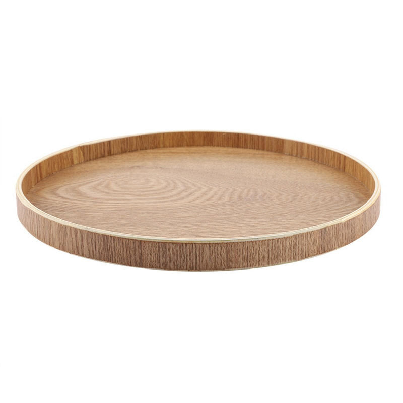 GoolRC Serviertablett aus Holz in Braun, rundes Vintage Holztablett für Teeservice, Obst oder Süßigkeiten - Bild 5