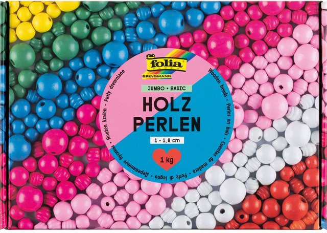 Folia Holzperlen Jumbo Pack Basic Bunt / Mehrfarbig - Bild 1