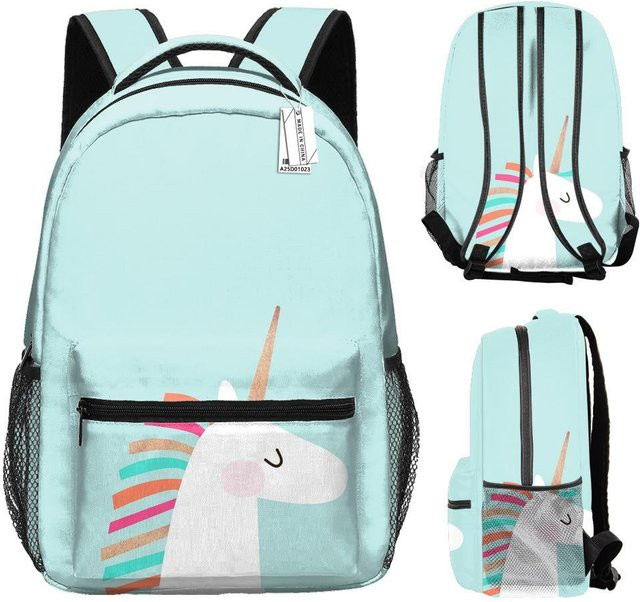 Fancy Style Studio Einhorn Schüler Rucksack mit 3D-Druck in Blau, wasserdicht aus Oxford-Material - Bild 1