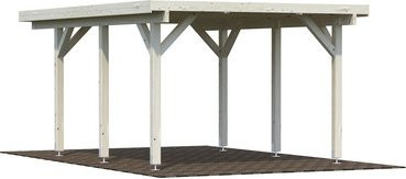 Einzelcarport PALMAKO Karl aus Fichtenholz in Natur-Beige mit Flachdach, B/T: 360 x 512 cm - Bild 1