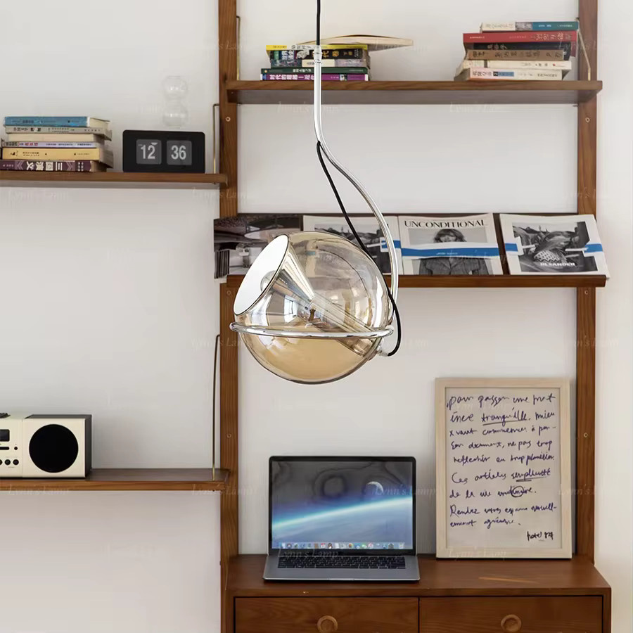 JIANKEXING Bauhaus Pendelleuchte aus Glas und Metall mit transparenter Kugelschale und verstellbarer LED-Beleuchtung im Vintage-Stil - Bild 3
