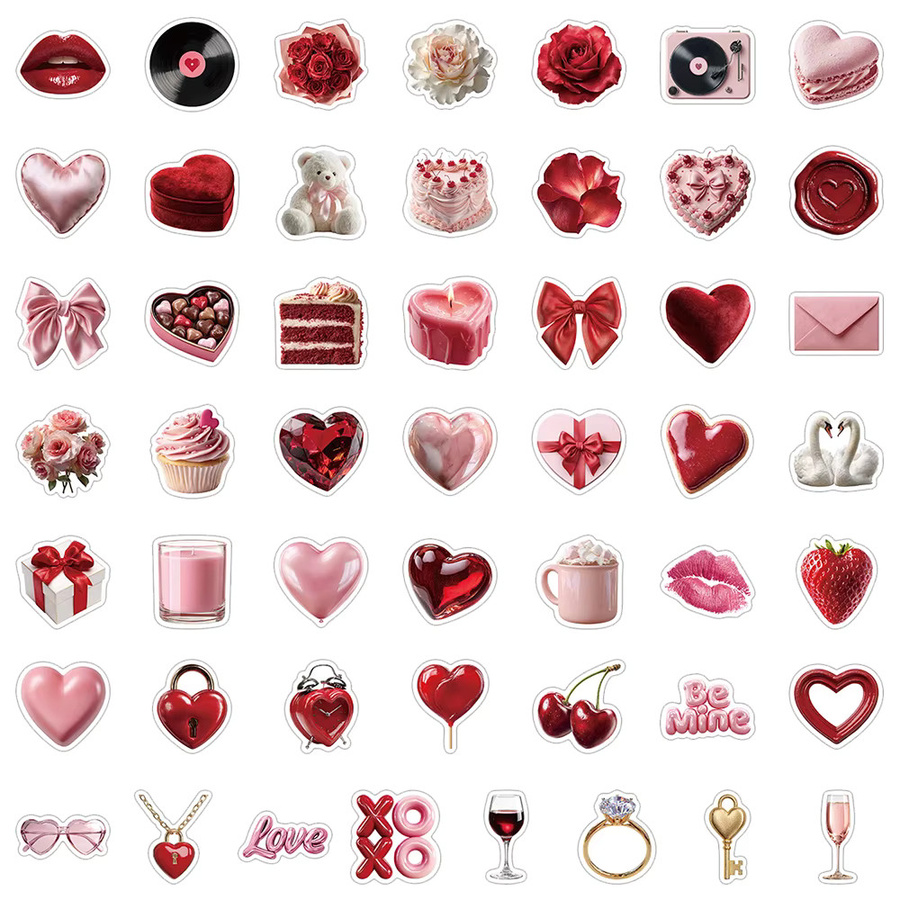 Charile Valentinstag Kunst-Graffiti-Aufkleber, Rote und Rosa, 10-teiliges Set - Bild 4