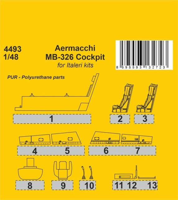 Italeri Aermacchi MB-326 Cockpit, Modellbausatz, 1:48, Kunststoff - Bild 1