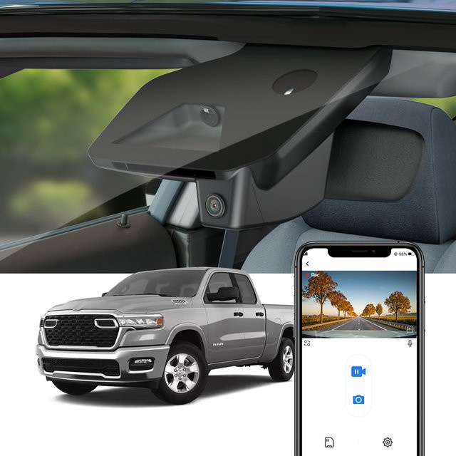 FITCAMX 4K Ultra-HD Dash-Kamera für Ram 1500 Tungsten Longhorn (2025 2026), Auto-DVR mit Loop-Aufnahme und G-Sensor, Schwarz - Bild 1