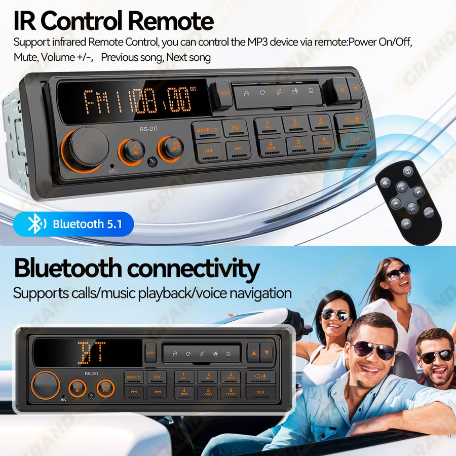 Grandnavi Retro MP3-Autoradio-Player in Schwarz mit Bluetooth, DAB+, USB und AUX für VW, Porsche, Mercedes Benz und BMW - Bild 5