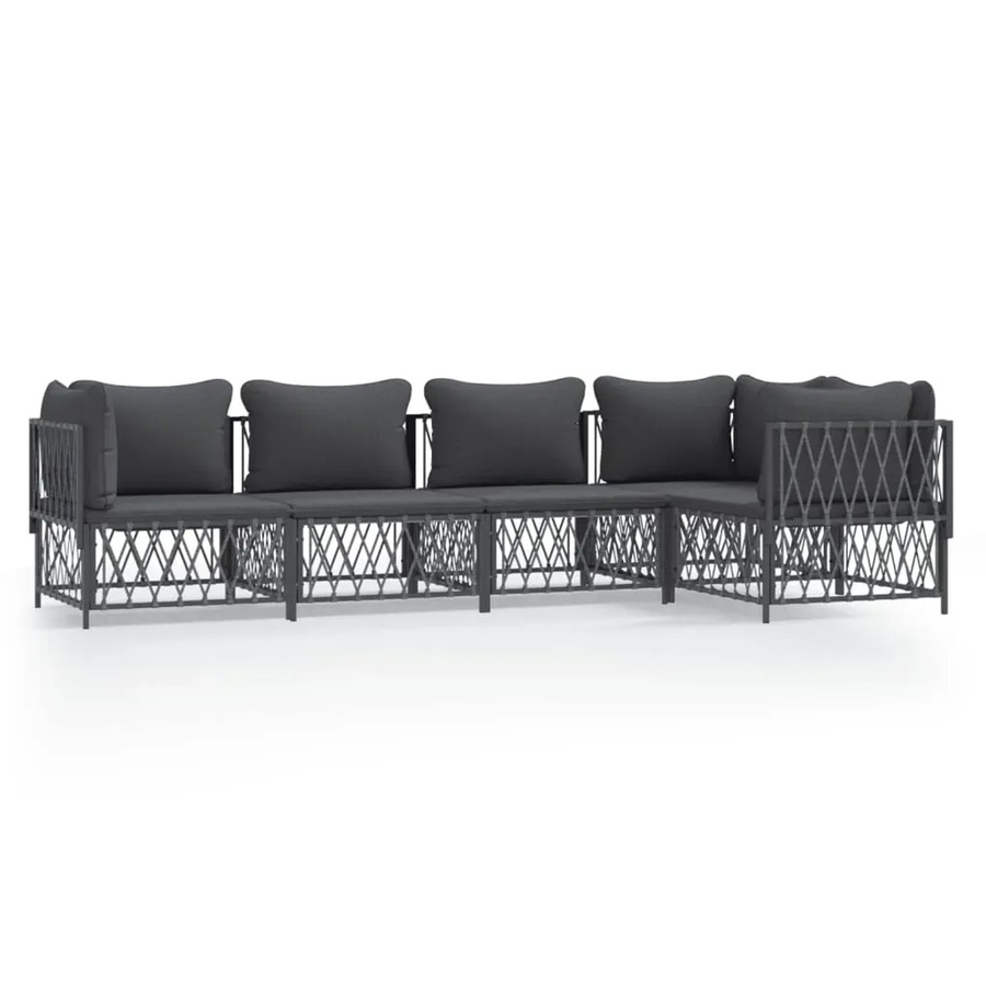 vidaXL 5-tlg Garten-Lounge-Set in Anthrazit mit Kissen aus Textilene und pulverbeschichtetem Stahl - Bild 2