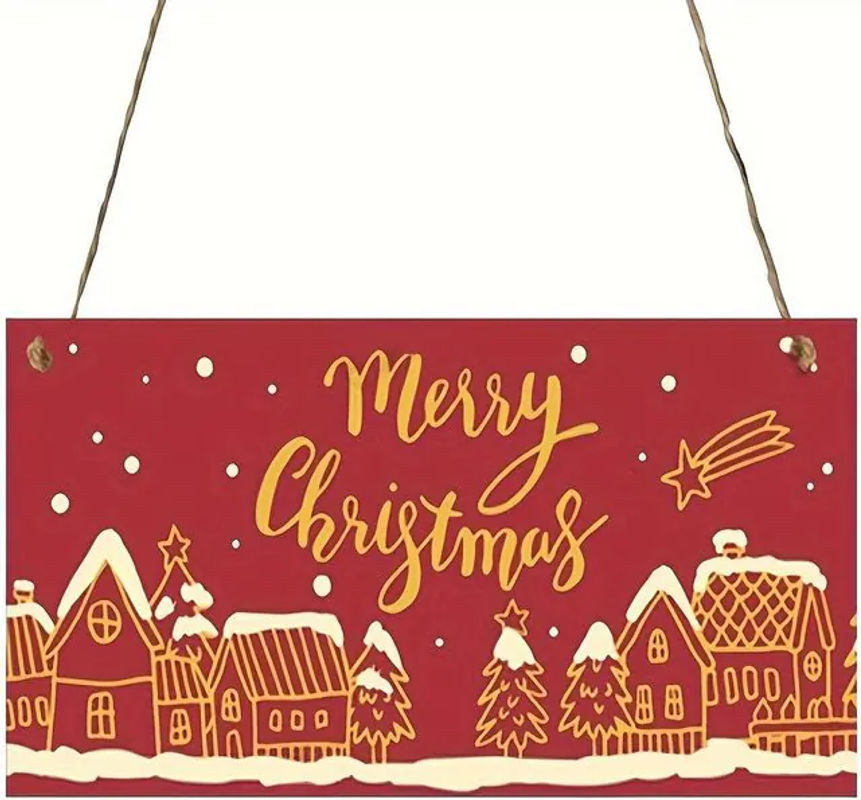 SZ-Damai Weihnachts Türschild aus Holz in Rot als hängende Wanddekoration - Bild 1