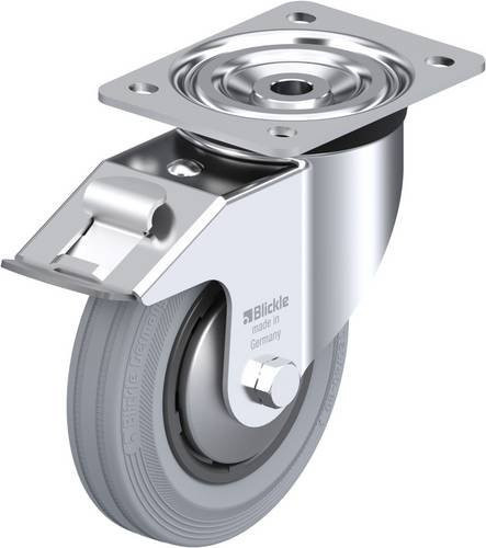 Blickle Lenkrolle L-VPP 160R-FI-SG-FA mit Feststeller in Schwarz-Silber, Rad-Durchmesser: 16 cm, Tragfähigkeit: 135 kg - Bild 1