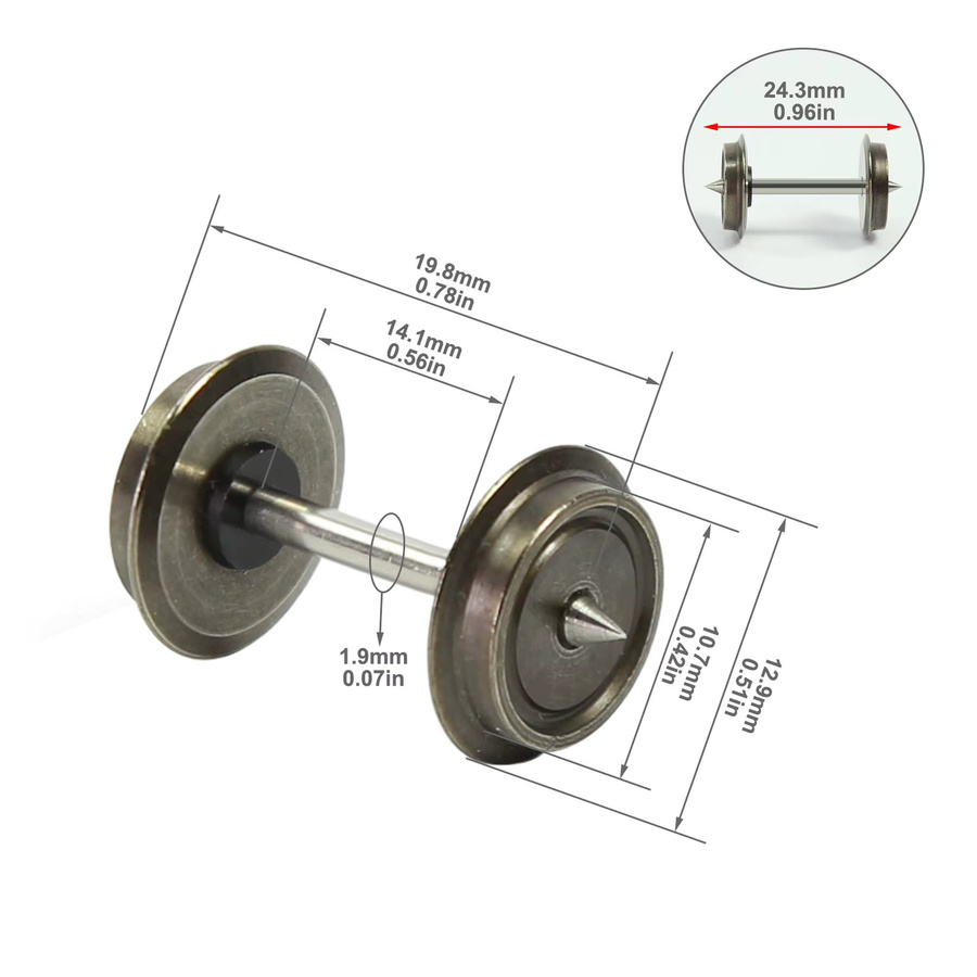 Evemodel Laufradsatz, 12-teiliges Set, HO Maßstab 1:87, Metallräder - Bild 4