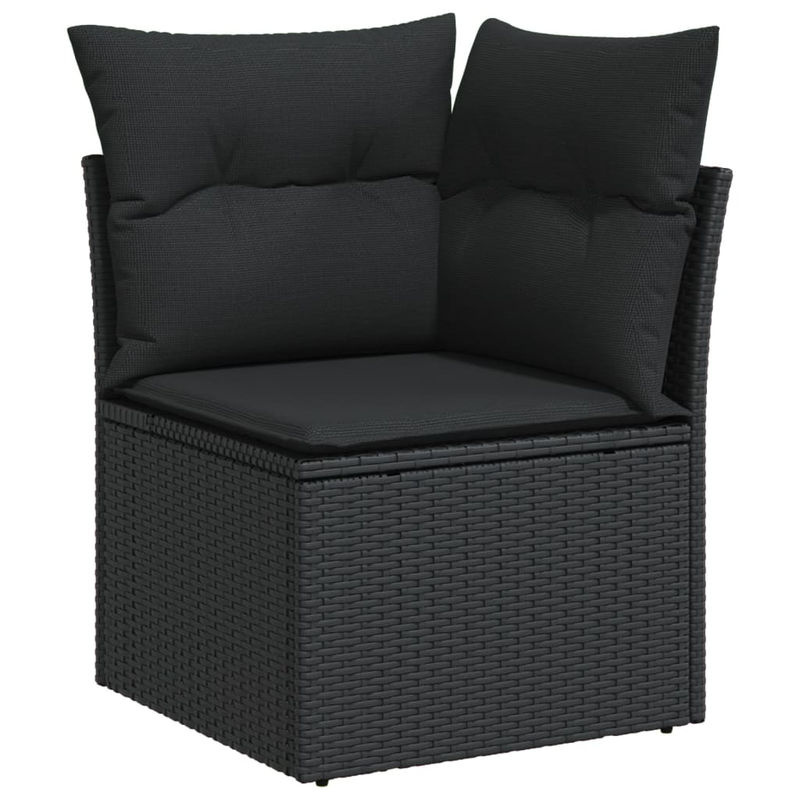Vidaxl Garten-Sitzgruppe aus schwarzem Rattan mit Kissen im modernen Design für Erwachsene - Bild 3